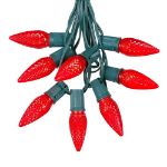 25 Light String Set with Red LED C9 Bulbs on Green Wire