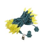 Yellow 70 LED C6 Strawberry Mini Lights Commercial Grade on Green Wire