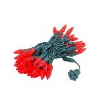 Red 70 LED C6 Strawberry Mini Lights Commercial Grade on Green Wire