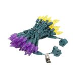 Yellow and Purple 70 LED C6 Strawberry Mini Lights Commercial Grade Green Wire