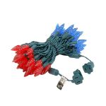 Red and Blue 70 LED C6 Strawberry Mini Lights Commercial Grade Green Wire