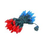 Red and Blue 70 LED C6 Strawberry Mini Lights Commercial Grade Green Wire