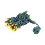 50 LED Yellow (gold) LED Christmas Lights 11' Long on Green Wire