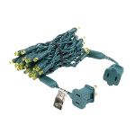 50 LED Yellow (gold) LED Christmas Lights 11' Long on Green Wire