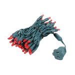 50 LED Red LED Christmas Lights 11' Long on Green Wire