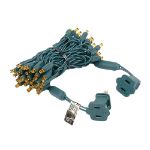 50 LED Orange (amber) LED Christmas Lights 11' Long on Green Wire