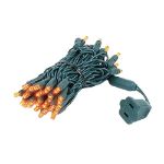 50 LED Orange (amber) LED Christmas Lights 11' Long on Green Wire