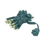 50 LED Warm White LED Christmas Lights 11' Long on Green Wire