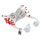 50 LED Red LED Christmas Lights 11' Long on White Wire