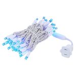 50 LED Blue LED Christmas Lights 11' Long on White Wire