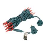 35 Light Traditional T5 Red LED Mini Lights Green Wire