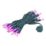 35 Light Traditional T5 Pink LED Mini Lights Green Wire