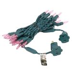 35 Light Traditional T5 Pink LED Mini Lights Green Wire