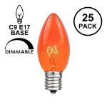 Amber/Orange Transparent C9 7 Watt Replacement Bulbs 25 Pack