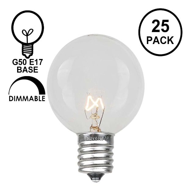 Clear G50 7 Watt Replacement Bulbs 25 Pack 