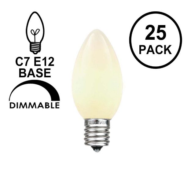 White Ceramic Opaque C7 5 Watt Replacement Bulbs 25 Pack
