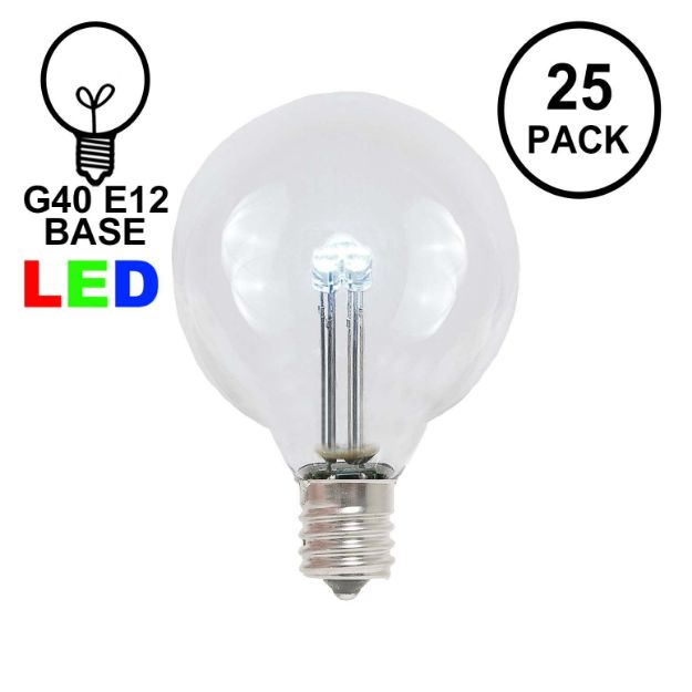 Pure White - G40 - Glass LED Replacement Bulbs - 25 Pack