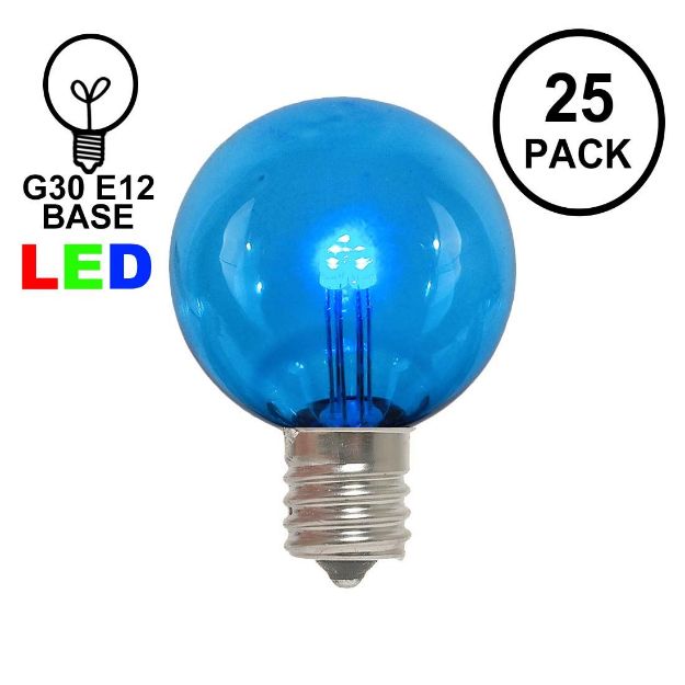 Blue - G30 Glass LED Replacement Bulbs - 25 Pack