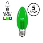 Green Smooth Glass C9 LED Bulbs - 5pk