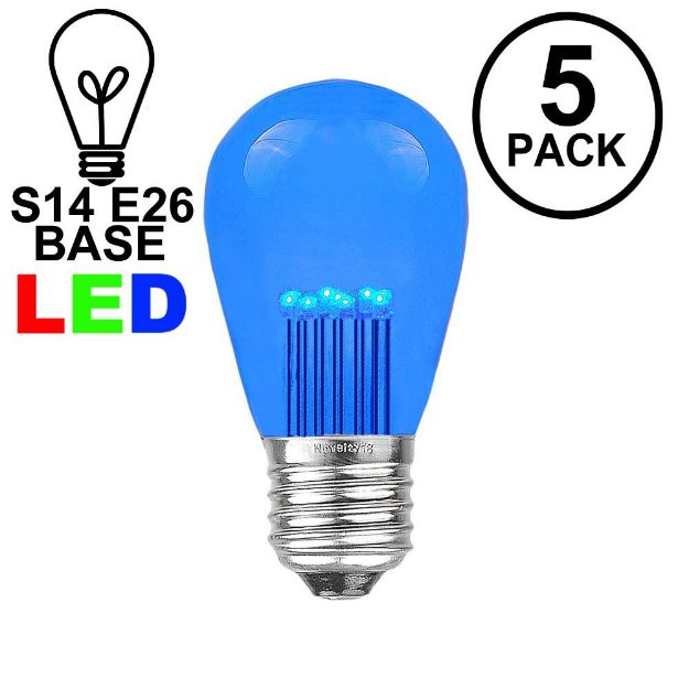Blue S14 LED Medium Base e26 Bulbs w/ 9 LEDs - 5pk