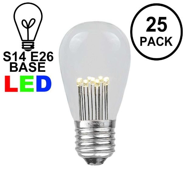 Warm White S14 LED Medium Base e26 Bulbs w/ 9 LEDs - 25pk