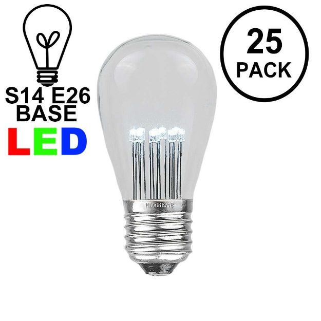 Pure White S14 LED Medium Base e26 Bulbs w/ 9 LEDs - 25pk