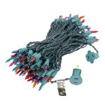 Connect 10 Multicolor Christmas Mini Lights, 100 Light, 50 Feet Long, Green Wire