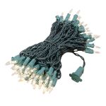 Connect 10 Clear Christmas Mini Lights, 100 Light, 50 Feet Long, Green Wire