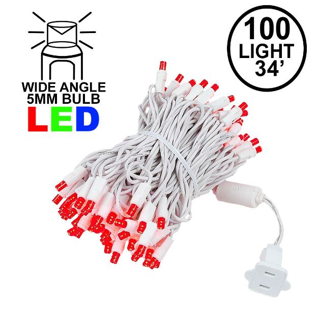 Commercial Grade Wide Angle 100 LED Red 34' Long White Wire