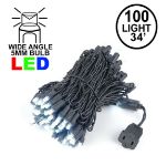 Commercial Grade Wide Angle 100 LED Pure White 34' Long Black Wire