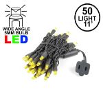 50 LED Yellow LED Christmas Lights 11' Long on Black Wire