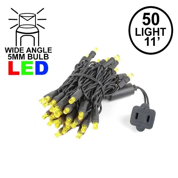 50 LED Yellow LED Christmas Lights 11' Long on Black Wire