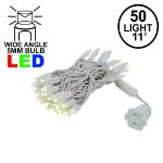 50 LED Warm White LED Christmas Lights 11' Long on White Wire