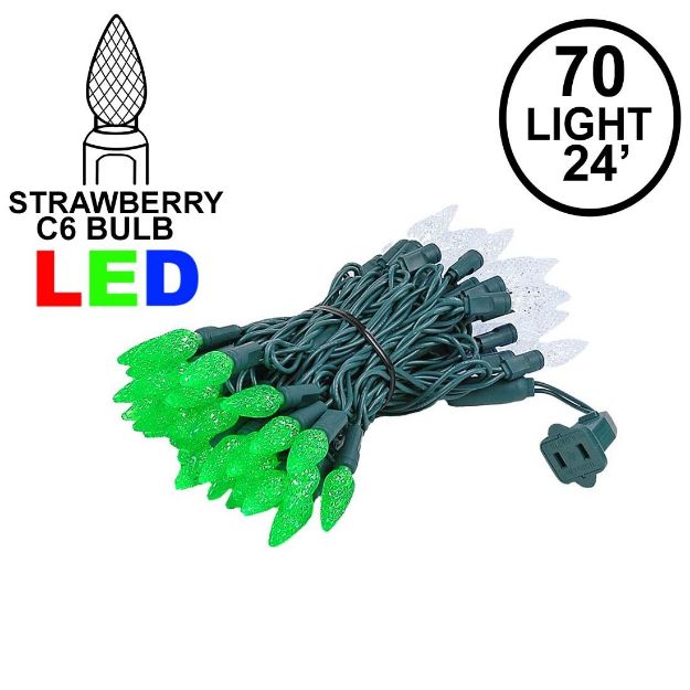 Green and White 70 LED C6 Strawberry Mini Lights Commercial Grade Green Wire