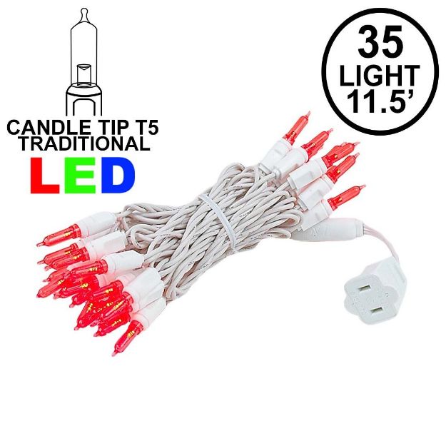 35 Light Traditional T5 Red LED Mini Lights White Wire