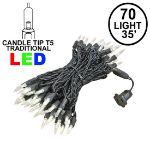 70 Light Traditional T5 Warm White LED Mini Lights Black Wire