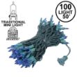 Blue Christmas Mini Lights 100 Light 50 Feet Long on Green Wire