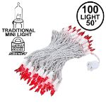 Red Christmas Mini Lights 100 Light 50 Feet Long on White Wire