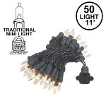 Black Wire Clear Christmas Mini Lights 50 Light 11 Feet Long