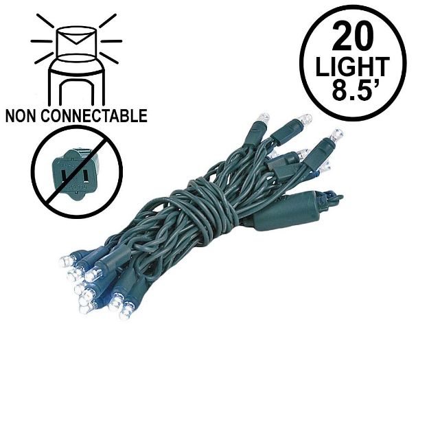 20 Light Non Connectable Pure White LED Mini Lights Green Wire