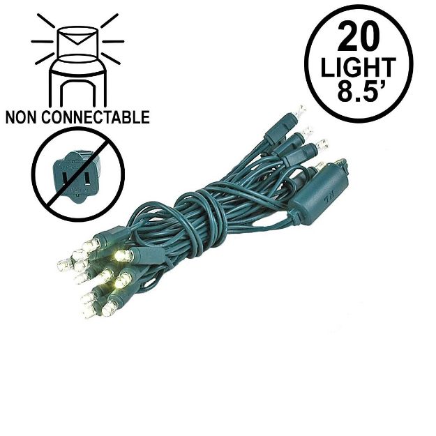 20 Light Non Connectable Warm White LED Mini Lights Green Wire