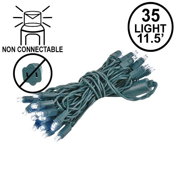 35 Light Non Connectable Pure White LED Mini Lights Green Wire
