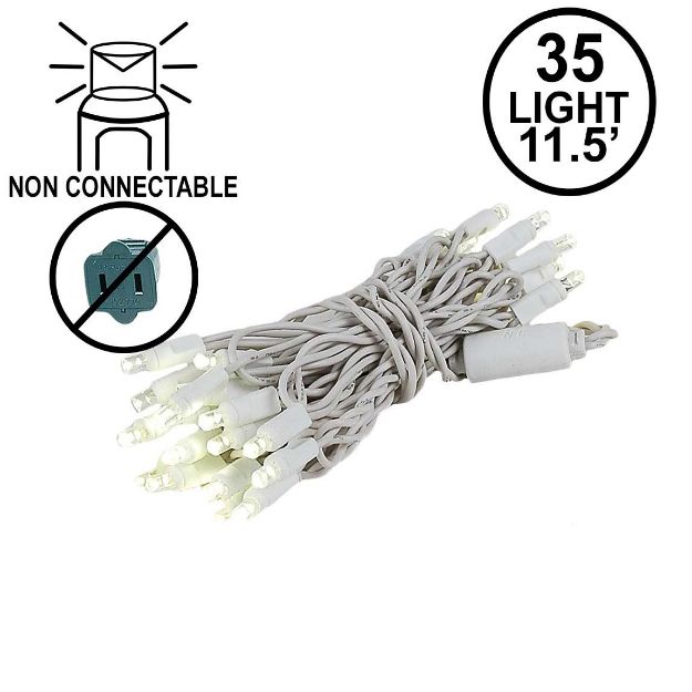 35 Light Non Connectable Warm White LED Mini Lights White Wire