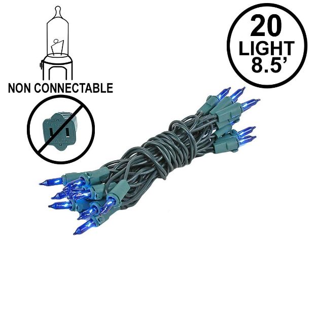 Non Connectable Blue Green Wire Mini Lights 20 Light 8.5'