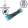 Non Connectable Teal Lights Green Wire Mini Lights 20 Light 8.5'