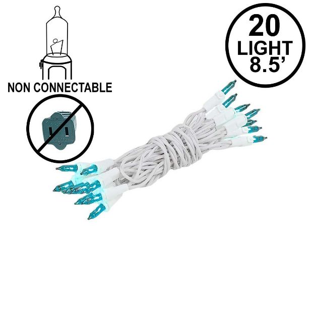 Non Connectable Teal White Wire Mini Lights 20 Light 8.5'