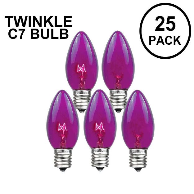 Purple Twinkle C7 7 Watt Bulbs 25 Pack