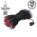 Multi Christmas Mini Lights 100 Light 50 Feet Long on Black Wire