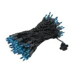 Teal Christmas Mini Lights 100 Light 50 Feet Long on Black Wire
