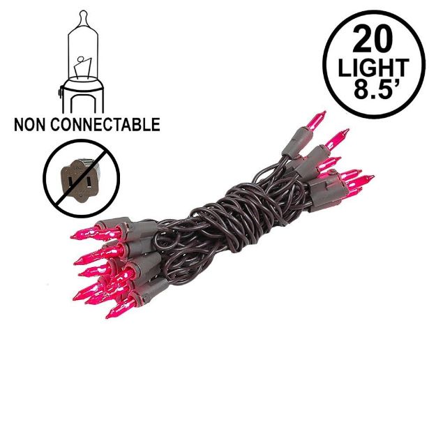 Non Connectable Pink Brown Wire Mini Lights 20 Light 8.5'